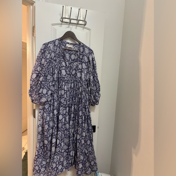 Daughters of India Kyra midi Blue Iris Floral Long Sleeve XL - Picture 7 of 7